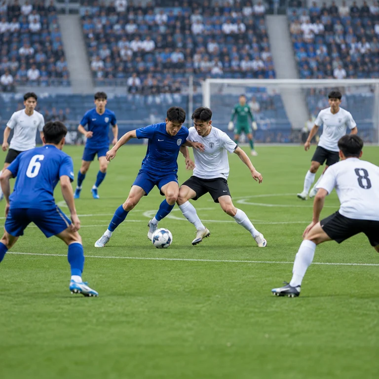 U23国足与阿联酋U23比赛的足球场景示意图